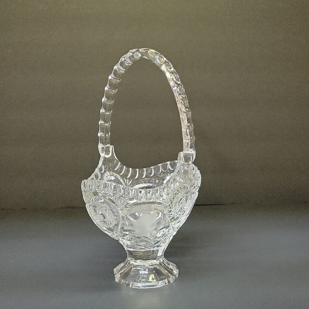 vintage lead crystal basket, likely from the Anna Hutte Bleikristall collection,
